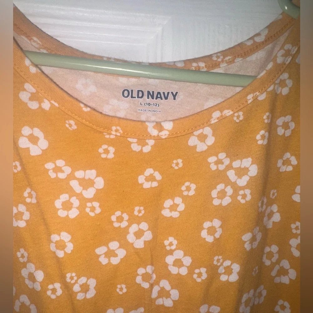 Old Navy Girls Floral Tiered Midi Dress Mustard Yellow Size L 10/12